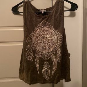 Velvet green boho tank
